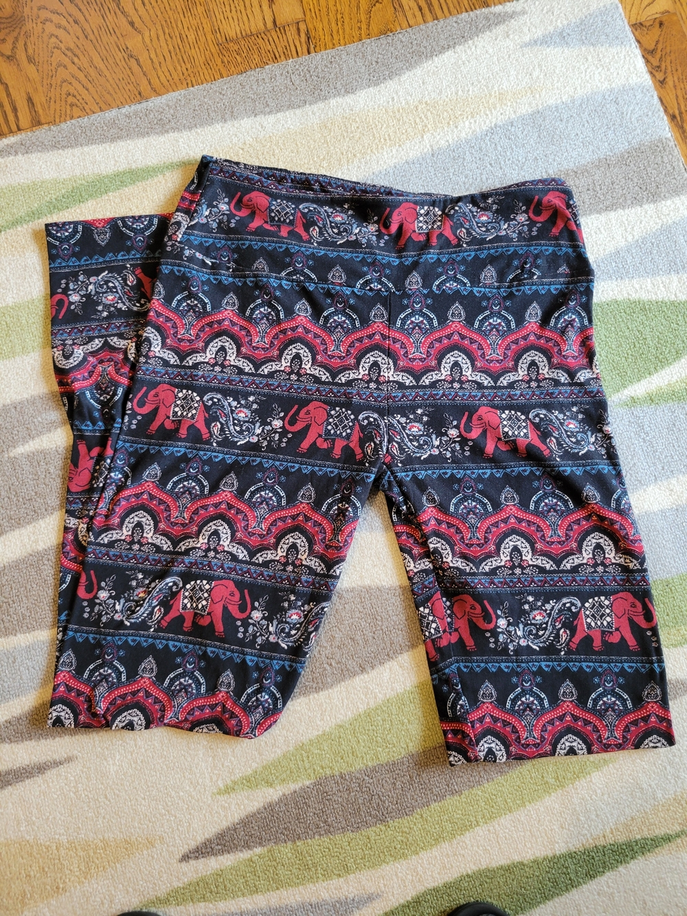 Black and Red Elephant Print Leggings - Hippie Rose